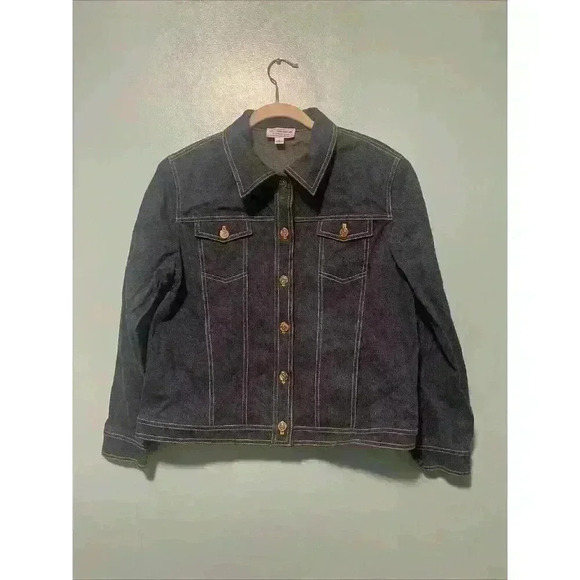 St John Sport Jackets & Blazers - St. John sports by Marie Gray women’s large cropped jean jacket Golden Stitch